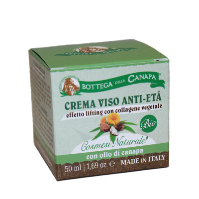 COSMETICA BIO ARTIGIANALE ITALIANA   - Crema Viso Anti-Età - effetto lifting con collagene vegetale Confezione 50 ml